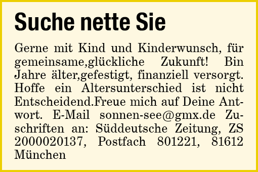 Süddeutsche Zeitung Bekanntschaften Er Sucht Sie